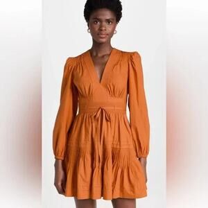 ULLA JOHNSON Rosalind Dress Saffron Rust Orange Size 2
